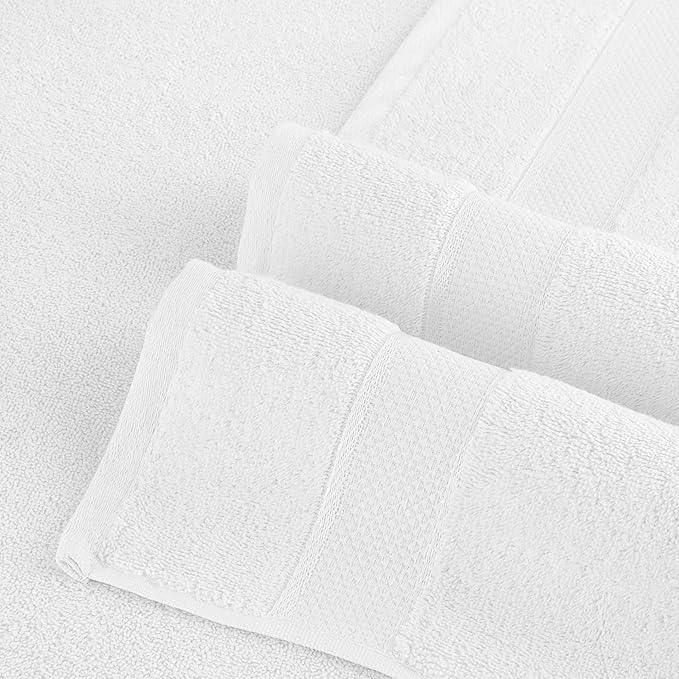 Elegant Comfort Premium Cotton 8-Piece Towel Set, Includes 4 Washcloths, 2 Hand Towels and 2 Bath Towels, 100% Turkish Cotton - Highly Absorbent and Super Soft Towels for Bathroom, White