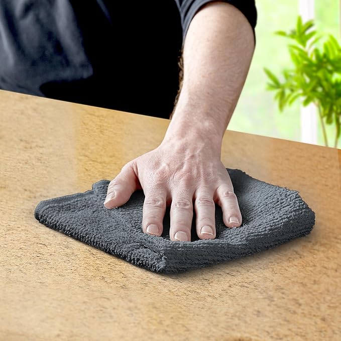Avalon Towels Bar Towels (Pack of 36) Size 14x17 Inches – 100% Cotton, Absorbent and Reusable Cleaning Rags, Multipurpose Cleaning Towels, Terry Cloth Rags, Durable Shop Rags (Grey)