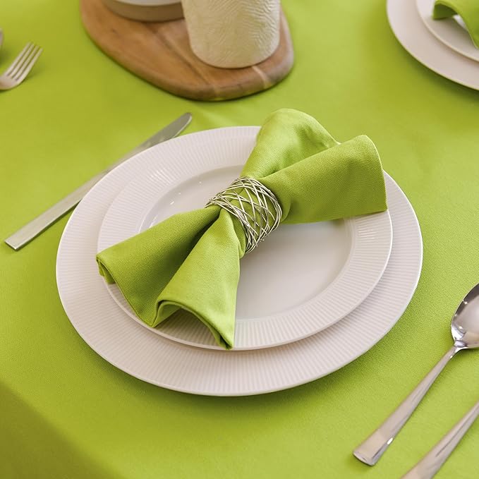 Encasa XO Lime Green Cloth Napkins Set of 6, 17"x17" | Solid Color Cotton Dinner Napkins | Washable & Reusable Wedding Napkins for Holiday Dinners, Party, & Everyday Table Decor