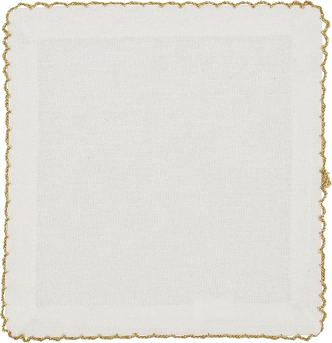 SARO LIFESTYLE Whip Stitched Table Napkins (Set of 4), Silver, 6" (1442.S6S)