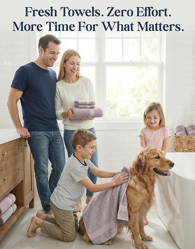 LANE LINEN 100% Ring Spun Cotton Bathroom Towel Set - 16 Piece - Soft, Quick Dry & Highly Absorbent - 4 Bath, 8 Wash cloths, 4 Hand Towels - Ideal for Guests & Perfect for Bathroom decor - Platinum