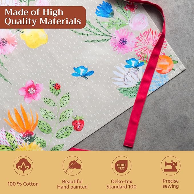 Maison d' Hermine 100% Cotton Apron for women with Pocket Kitchen Chef Apron for Men Cooking Mothers Day Gifts