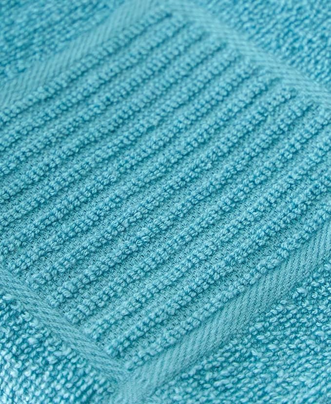 T-Fal Solid & Checked Parquet Kitchen Towels: Highly Absorbent, Super Soft Long Lasting - 100% Cotton, 16"x26" Dish Towels for Cleaning & Drying Dishes, Pans, Glassware, Countertops, 6-Pack, Breeze
