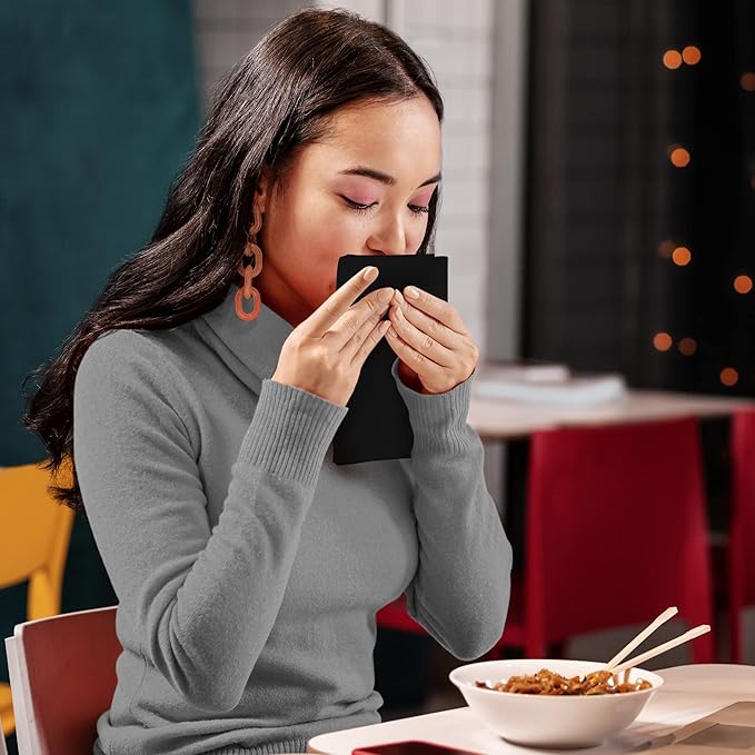 Utopia Kitchen Black Cloth Napkins [12 Pack, 20x20 Inch] Absorbent Cotton Blend Washable and Reusable for Dinner, Restaurant, Lunch, Wedding and Hotel