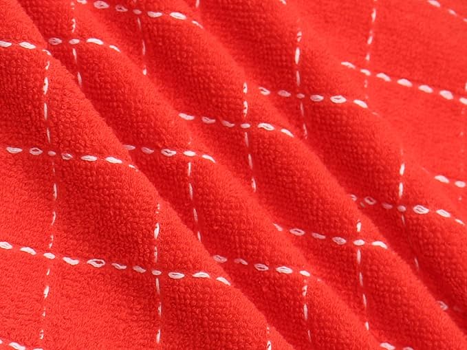 Natural Cotton Dish Cloths Waffle Weave Kitchen Towels,Ultra Absorbent Quick Drying Dish Towels, Soft Comfort Cleaning Cloth Washcloths, Set of 6 (Red, 12 x 12 Inches)