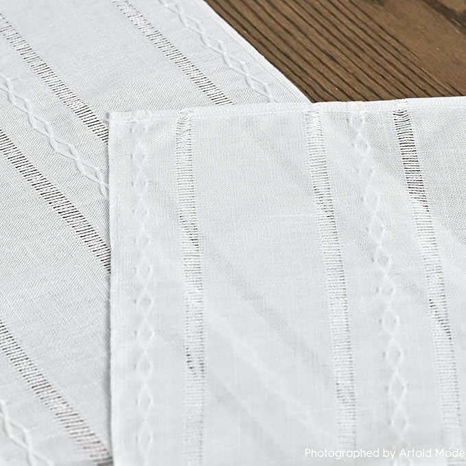 Artoid Mode Rustic Cotton Linen Table Runner, Seasonal Embroidered Hollow Kitchen Dining Table Decoration for Home Party Decor 13x72 Inch