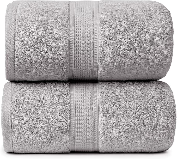 Ariv Premium Jumbo Bath Towels Pack of 2, Beach Towel, Extra-Large Bath Sheets, 100% Cotton, Super Soft, Highly Absorbent, Quick Dry, Durable, Great Value, Perfect for Home & Bathroom - Platinum