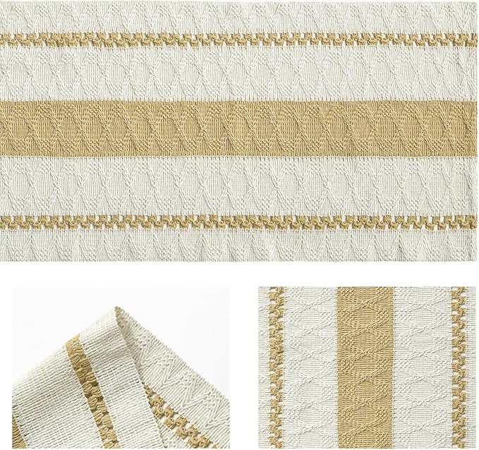 Artoid Mode Burlap Brown Farmhouse Woven Rustic Table Runner, Seasonal Holiday Hollow Kitchen Dining Table Decoration for Home Party Decor 12x90 Inch