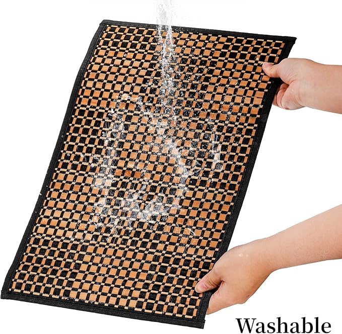 Eorbow 8 Pack Bamboo Placemats, Natural Anti-Slip Dining Table Mats, Heat-Resistant Place Mats, Japanese Style Washable Placemats for Dining Room, Kitchen, Restaurant, 18 x 12 Inch