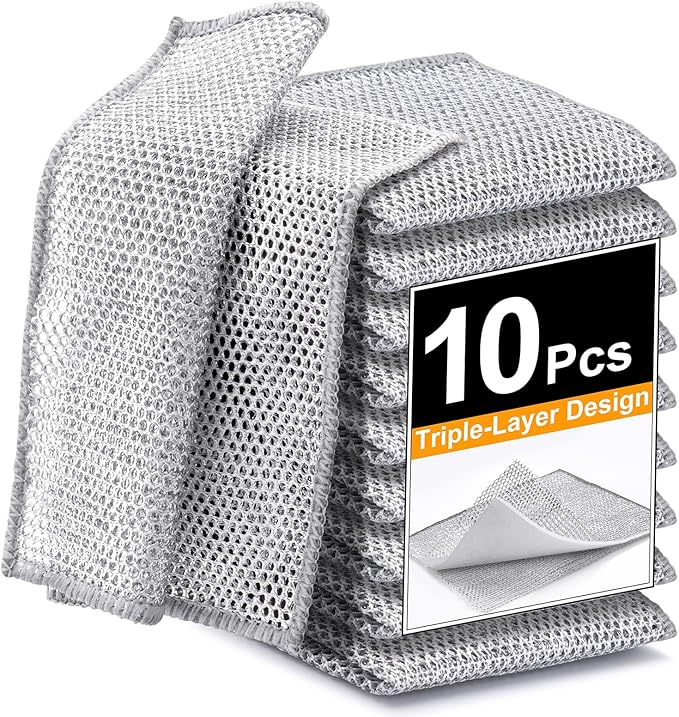 Inkhut Non Scratch Wire Dishcloth, Multipurpose Wire Dishwashing Rag for Wet and Dry, Multifunctional Dish Rags for Washing Dishes Kitchen Cleaning