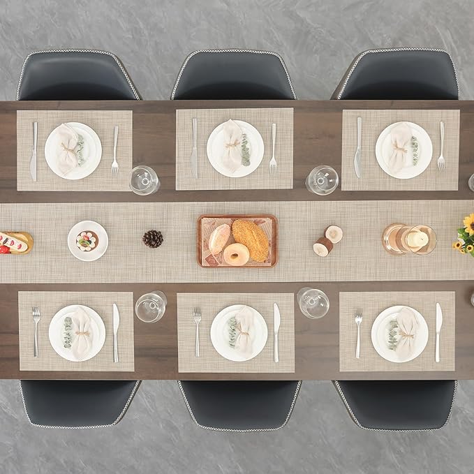 Myir JUN Placemats Set of 10, Vinyl Woven Placemats Place Mats Indoor Set of 10 Washable Table Mats Non-Slip Place mats for Dining Table (Beige)