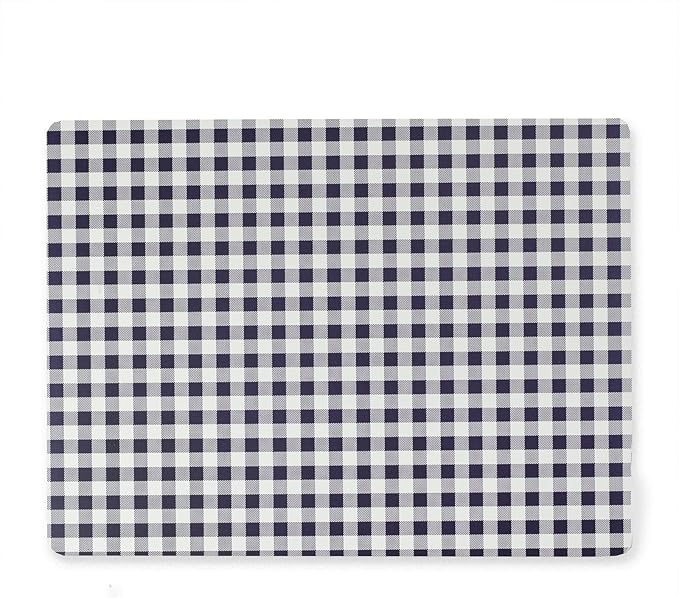 Benson Mills Cork Placemats Set of 4, Thick Cork Place Mats for Kitchen and Dining Tables, Easy Clean Table Mats (12" x 16" Rectangular Set of 4, Gingham Check Navy)
