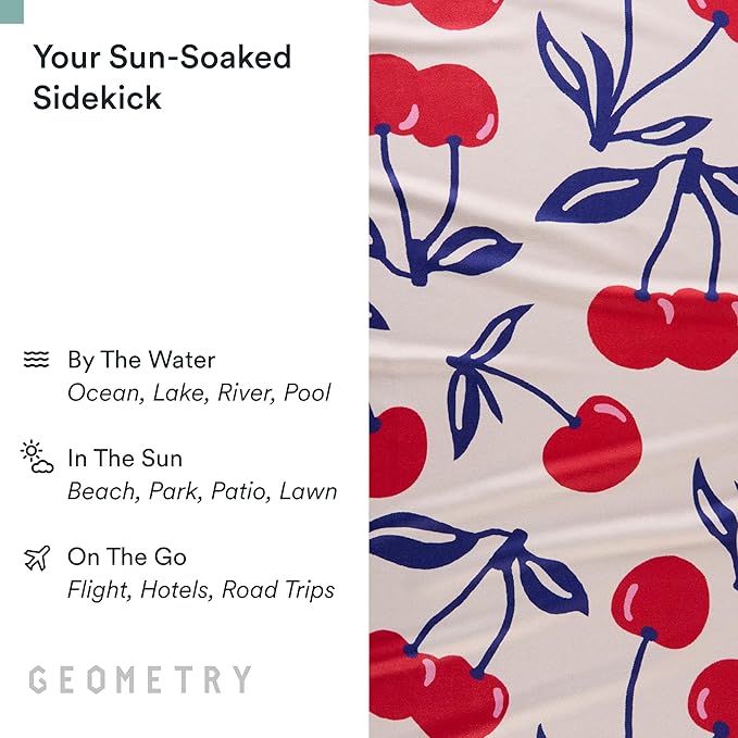GEOMETRY Micro-Loop Beach Towel – Spring & Summer Collection – Quick-Dry, Sand-Resistant, Ultra-Absorbent Compact Towel for Beach & Travel (Cherry Slush)
