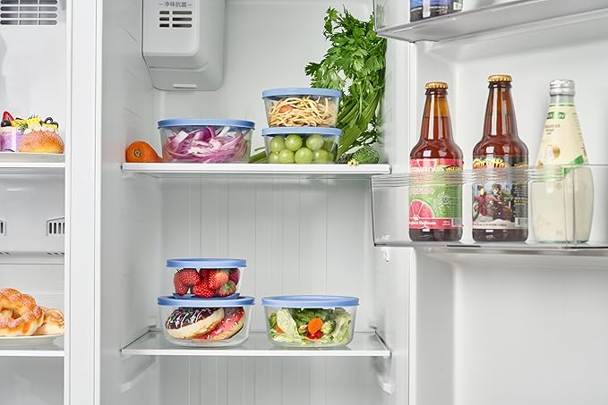 DURA LIVING 16-Piece Glass Food Storage Containers Set (8 Containers + 8 BPA-Free Lids) | 1-Cup, Leakproof | Microwave, Freezer, Oven & Dishwasher Safe | Ideal for Meal Prep & Pantry Organization