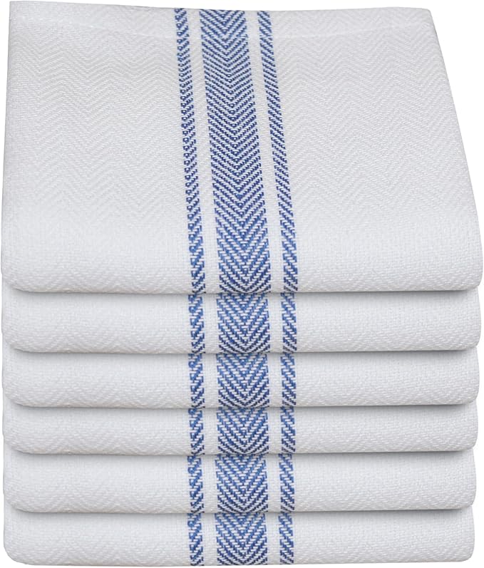 Kitchen Towels| Tea Towel for Craft| Cotton Dish Towels| Reusable Bulk Cleaning Cloths Blue Hand Towels| Soft Super Absorbent Quick Dry Dish Rags Machine Washable 6 Pack 15" x 25"