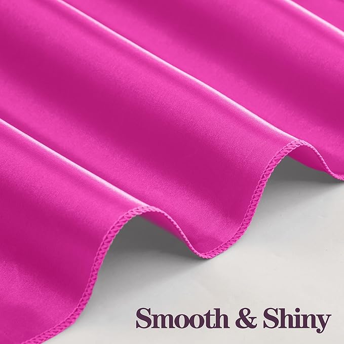RUDONG M 100 Pcs Hot Pink Satin Napkins and Napkin Rings Set, 17 x 17 Inch Square Cloth Napkins Set of 50, Silky Soft Table Napkins Bulk for Weddings, Banquet, Parties Dinner Decoration
