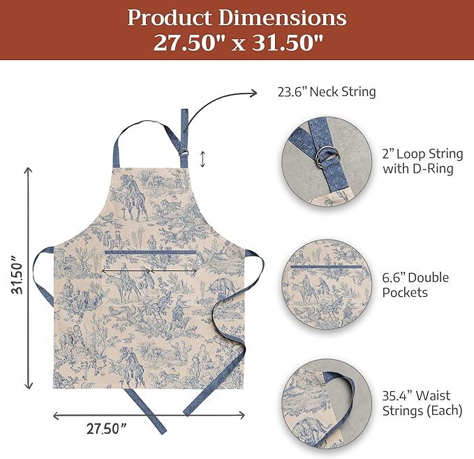 Maison d' Hermine 100% Cotton Apron for women with Pocket Kitchen Chef Apron for Men Cooking Mothers Day Gifts