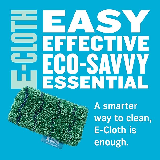 E-Cloth Kitchen Dynamo, Premium Microfiber Non-Scratch Kitchen Dish Scrubber Sponge, Ideal for Dish, Sink and Countertop Cleaning, 100 Wash Guarantee, Green, 2 Pack