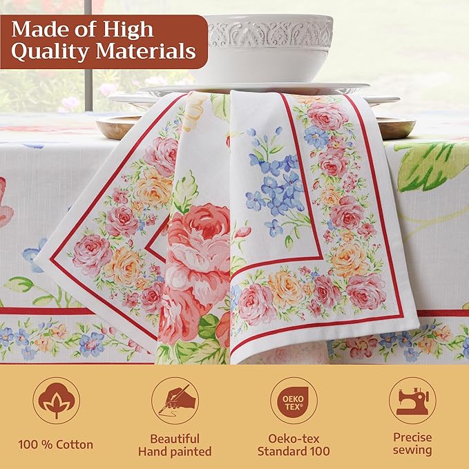 Maison d' Hermine Cloth Napkins Set of 4 100% Cotton Everyday Reusable Square Napkins Cloth Washable Dinner Party Wedding Restaurant Gifts for Mothers Day Spring/Summer(Vintage Floral, 20" x 20")