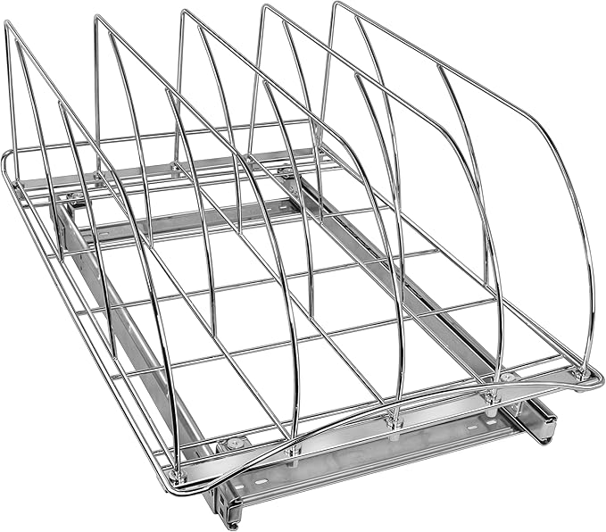 LYNK PROFESSIONAL® Pull Out Cookie Sheet Organizer for Cabinet – Baking Sheet Organizer – Sheet Pan Organizer - Lifetime Ltd. Warranty – 14” x 21” Deep Inside Cabinet, Chrome