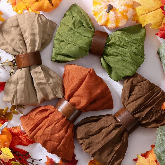 DeZerlor 20 Pack Fall Cheesecloth Napkins Washable Thanksgiving Cloth Napkins Set of 20 Cotton Gauze Dinner Table Napkins Bulk 21x21 Inches for Friendsgiving Wedding Bridal Baby Shower Party Decor