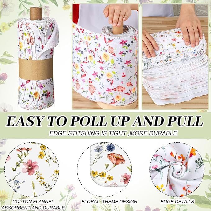 18 Pack Reusable Cleaning Cloths Washable Cotton Kitchen Dish Towels for Home Party Supplies Bulk, 9.84x11.81in (Wildflowers)