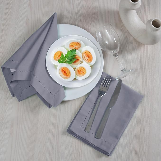 Cotton Cloth Napkins Set of 12, 18x18 Cotton Napkin Cloth Washable, Soft, Reusable Napkins for Wedding, Parties, Christmas, Thanksgiving, Everyday Use (Grey) - ALPHA Living HOME