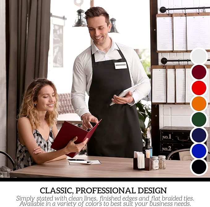 GREEN LIFESTYLE 12 Pack Professional Chef Apron – Grilling Aprons for Men, Waterproof Cooking Aprons for BBQ, Work or Restaurant Use, Kitchen Aprons for Women – Green, No Pockets