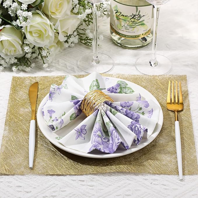 Tudomro 24 Pcs Cotton Cloth Napkins 15 x 15 Inch Floral Dinner Napkins Washable Home Decor for Spring Summer Family Dining Cocktail Parties Wedding Party Dish Plates,12 Styles