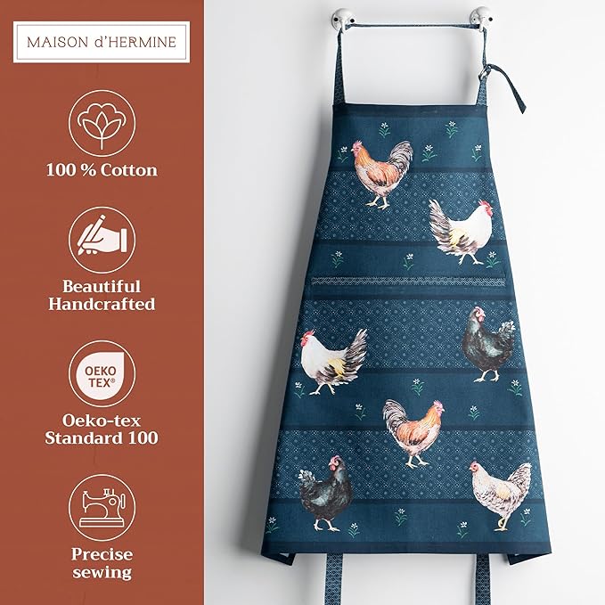 Maison d' Hermine 100% Cotton Apron for women with Pocket Kitchen Chef Apron for Men Cooking Mothers Day Gifts