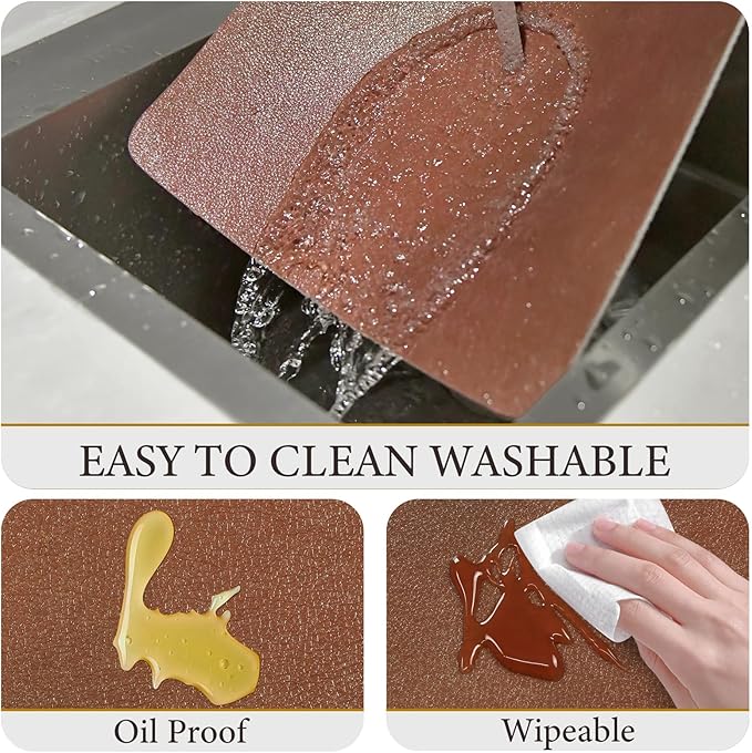 Vinyl Placemats Set of 6-12x17 Inch - Heat Resistant Washable Place Mats Waterproof Non-Slip Wipeable Table Mats for Dining Table Decor, Indoor/Outdoor Plastic Mat