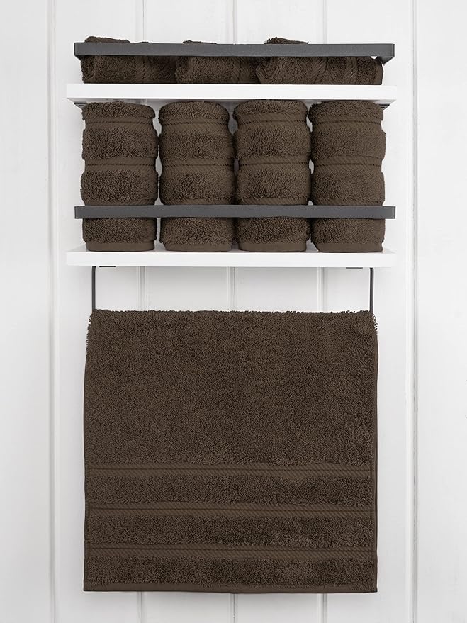 American Soft Linen Luxury Hand Towels for Bathroom, 600 GSM Heawy Weight 16x28 Size 100% Cotton Turkish 4 Piece Hand Face Towel Set, Brown Hand Towels