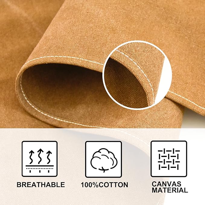 OUNLEN Chef Apron for Men Women Canvas Aprons with 3 Pockets Cross Back Resistant Work Apron for Cooking