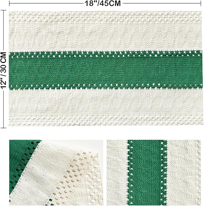 Artoid Mode Dark Green Farmhouse Rustic Placemats Set of 6,12x18 Inch Seasonal Holiday Hollow Table Mats Party Kitchen Dining Decoration