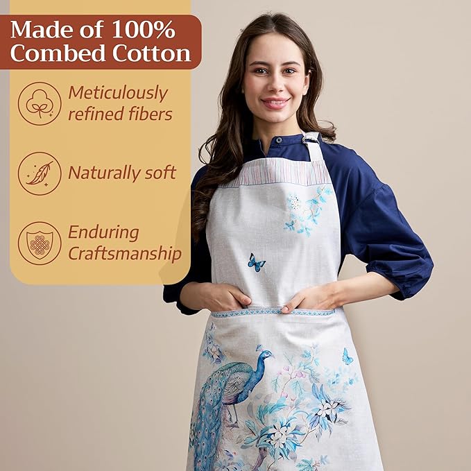 Maison d' Hermine 100% Cotton Apron for women with Pocket Kitchen Chef Apron for Men Cooking Mothers Day Gifts