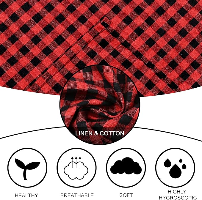 Red Buffalo Plaid Cloth Napkins Set of 6, Red and Black Checkered Table Napkins Washable, Oversized Gingham Napkins, Christmas Dinner Napkins for Wedding, Parties, Thanksgiving, Dining Celebration