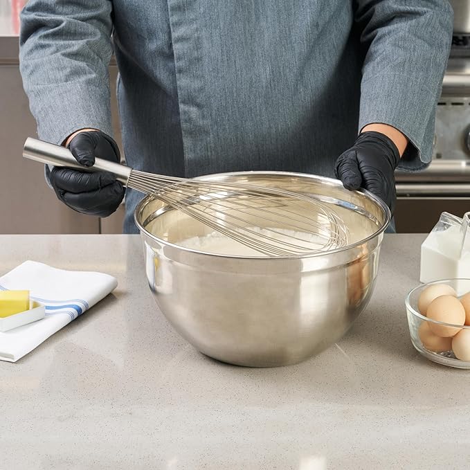 Restaurantware Met Lux 16 Inch x 3 Inch Baking Whisk, 1 With Ergonomic Handle Metal Whisk - Dishwasher-Safe, Corrosion-Resistant, Stainless Steel Whisk For Baking, For Whipping, Baking, Or Cooking