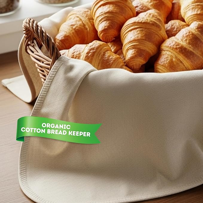 WHITEWRAP Unbleached Flour Sack Towels for Bread Proofing, Cotton Bread Cloth for Sourdough, Baguette & Ciabatta Dough, Reusable Baking Cloth, Proofing Towel 28"x28", Set of 6