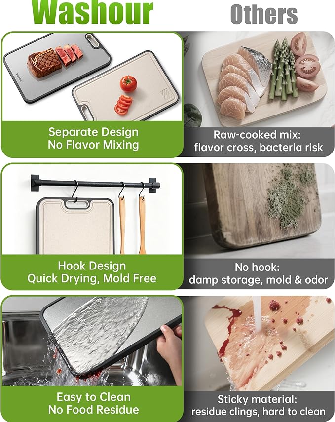 Stainless Steel Cutting Boards for Kitchen, Non Toxic 2-in-1 Cutting Board Double Sided, Food Grade Chopping Boards for Fresh Meat Vegetable, Easy to Clean Large Size 16”×11”
