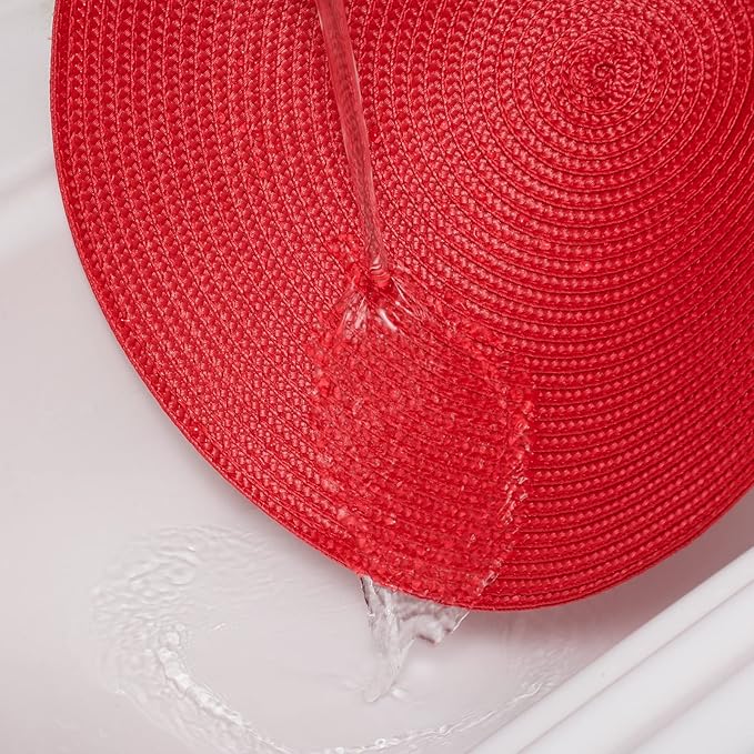AHHFSMEI Round Placemats Set of 6 Heat Resistant Washable Non-Slip Woven Braided Table Mats for Dining Table Kitchen & Home Decor (red)