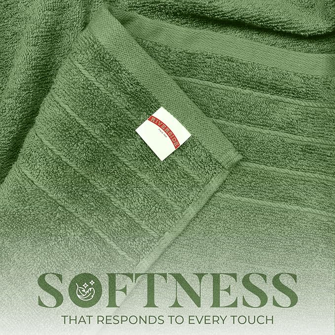RIVERSIDE Pack of 4 Premium Extra Large Sage Green Bath Towels 30 x 60 Inches, 100% Cotton, Super Soft & Highly Absorbent, Larger & Lighter Weight, Quicker to Dry, Perfect for Bathroom