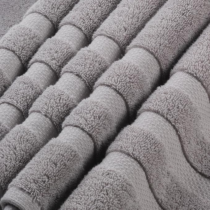SOFE H&L | Olea Luxury Turkish Cotton Bath Towels Set of 4 : 4 Wash Cloths Cool Gray | Premium, Soft, Durable, Absorbent | Turkish Washcloths for Face
