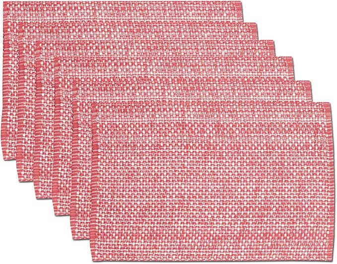 Sweet Home Collection 100% Cotton Placemats for Dining Room Rectangle Two Tone Woven Fabric 13" x 19" Soft Durable Table Mat Set, Set of 4, Pink