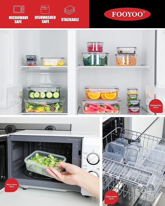 FOOYOO 56 Pcs Large Food Storage Containers Set with Lids (28 Containers + 28 Lids), Airtight Plastic Storage Containers for Pantry & Kitchen Organization, BPA-Free, Leak-Proof