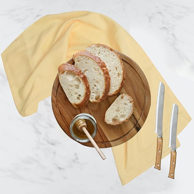 Urban Villa Kitchen Towels 100% Cotton Dish Towels for Kitchen(Set of 6)20”x30” Dish Cloths Highly Absorbent Kitchen Linen Set with Hanging Loop Perfect for Drying Dishes Cleaning Hand Towels – Yellow