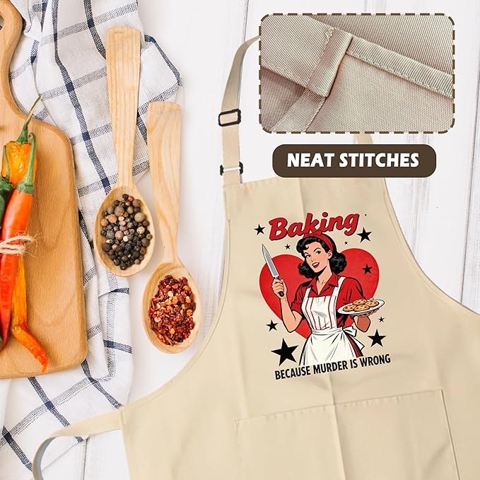 Funny Aprons for Women - Baking Gift for Women, Mothers Day Christmas Birthday Gifts, Perfect for Cooking, Bartending