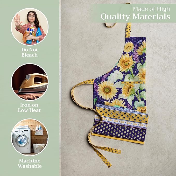 Maison d' Hermine 100% Cotton Apron for women with Pocket Kitchen Chef Apron for Men Cooking Mothers Day Gifts