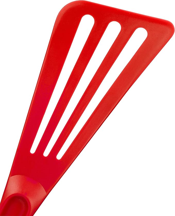 Matfer Bourgeat Exoglass® High Temperature Slotted Pelton Spatula/Turner, Red