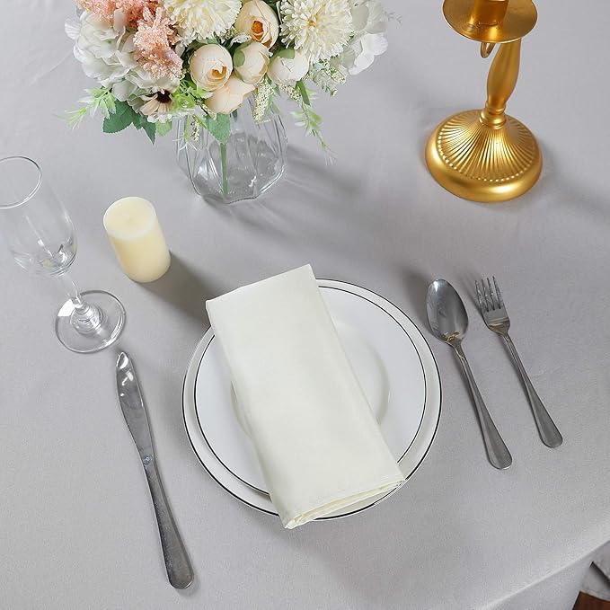 Cloth Napkins 17x17 inch Washable Polyester Dinner Napkins Soft Table Napkins for Wedding Party Dining Banquet(Ivory,100PCS)