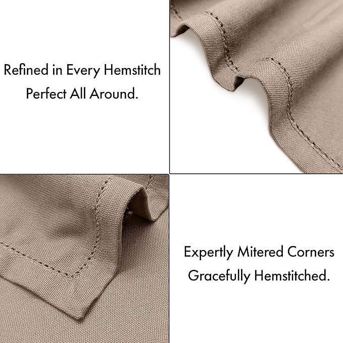 Ruvanti Cloth Napkins Set of 12, 100% Cotton High GSM 18x18 Inches, Hem Stitched Corners, Soft, Washable, Highly Durable & Absorbent, Perfect for Parties, Christmas, Thanksgiving Dinners – Light Taupe